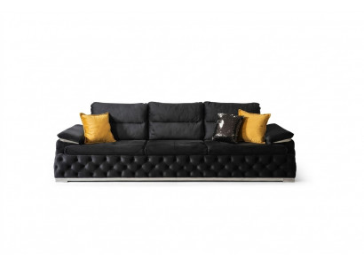 Dreiplazs Couch Design Sofa Modern 4er Sëtz Sofas Zëmmer Miwwelen Schwaarz Polster