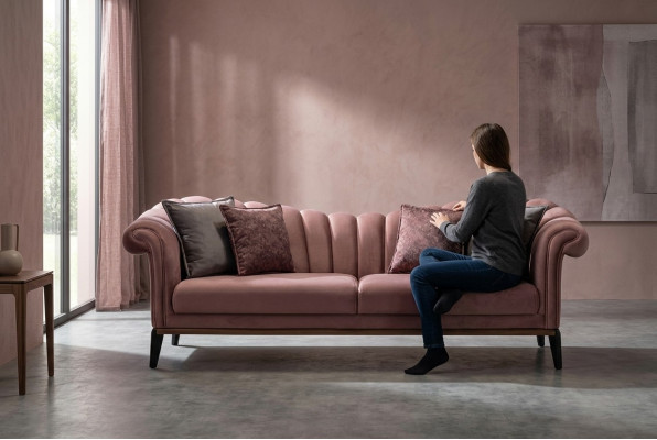 Dreisëtzer Luxus 3 Sëtzer Canapé Polstersofa Lieder Stoff Textil Canapëen Nei