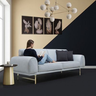 Grouss Modernen 3-Sëtzer Designer Wunnzëmmer Canapé Luxus Polstersofa