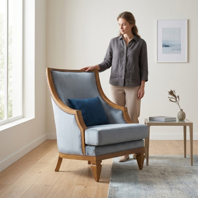 Moderne Gro Sëtz Textil Eenzelstull Lieder 1-Sëtzer Wunnzëmmer Nei