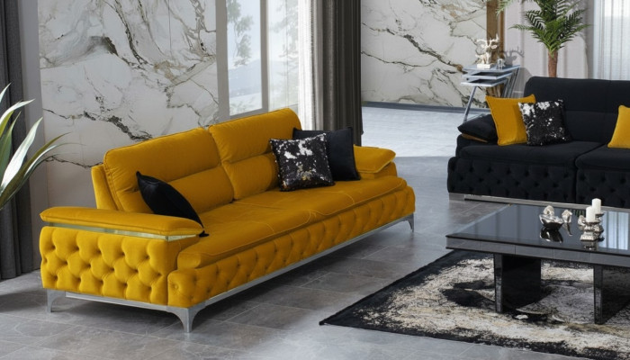 Italieneschen Stil Moderne Dräi-Sëtzer Sofa Wunnlandschaft Textilsofa 3 Sëtzer Nei
