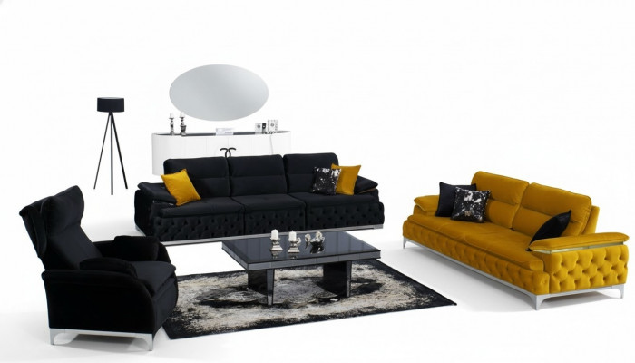 Canapé-Set 3+3 Sëtz Set Design Sofas Polster Couchen Stoff Relax