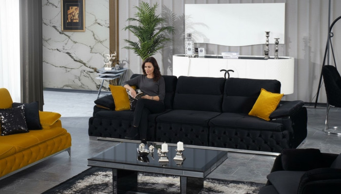 Italienesche Stil Sofa Polsterung Canapé Dräifach 4 Sëtzer Sofas Miwwelen Canapéen