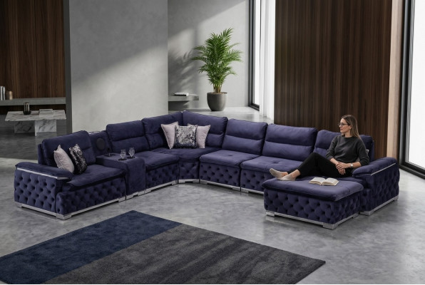Canapé Eckstéck an U-Form Chesterfield Canapé Wunnzëmmer Miwwelen italieneschen Stil