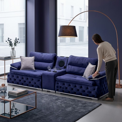 Chesterfield Still Sofas Couch Polsterung 4 Platzen Lila Design XXL Grouss Sofa Couch