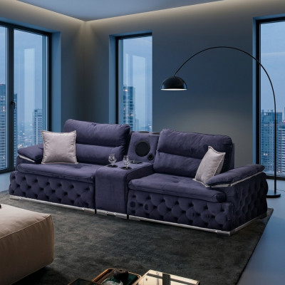 Chesterfield Still Sofas Couch Polsterung 4 Platzen Lila Design XXL Grouss Sofa Couch