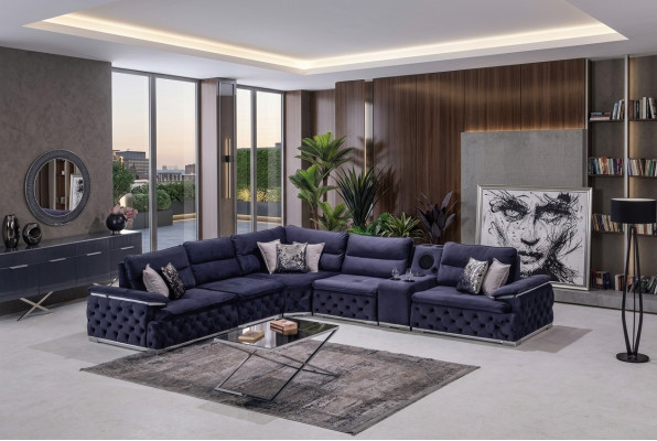 Eckcouch an L-Form Chesterfield Miwwelen Design Sofa Italienesch Miwwelen