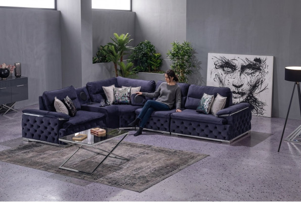 Design-Eckcanapé Stoff L-Form Modernen Stil Polsterméubel Wunnzëmmer Grupp