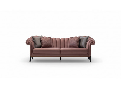 Italienesch Stil 2-Sëtzer Wunnzëmmer Canapé Sofa Polster Sëtz Textil Rosa Nei