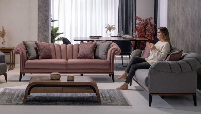 Sofagarnitur Canapé Polster Modern 3+3 Sëtz Set Design Canapéë Polster Textil Nei