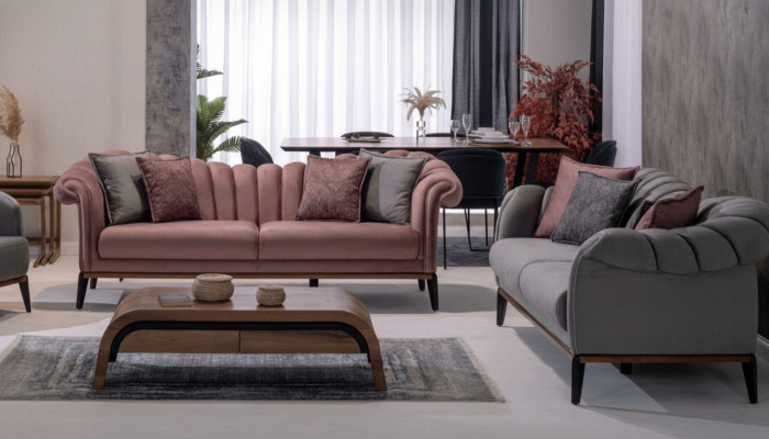 Sofagarnitur Canapé Polster Modern 3+3 Sëtz Set Design Canapéë Polster Textil Nei