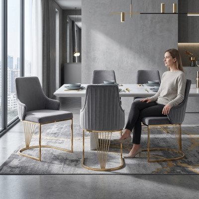 Stull 2x Iess-Zëmmer Nei Still Polsterstull Metall Lounge Design Miwwelen
