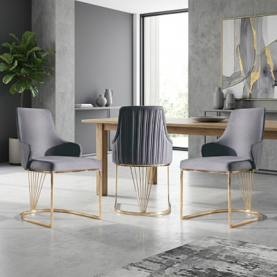 Stull 2x Iess-Zëmmer Nei Still Polsterstull Metall Lounge Design Miwwelen