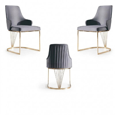 Stull 2x Iess-Zëmmer Nei Still Polsterstull Metall Lounge Design Miwwelen