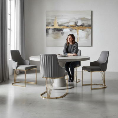 Groupe Set 4x Sëtz Stull Design Stoff Polster Still Gastro Iesszëmmer