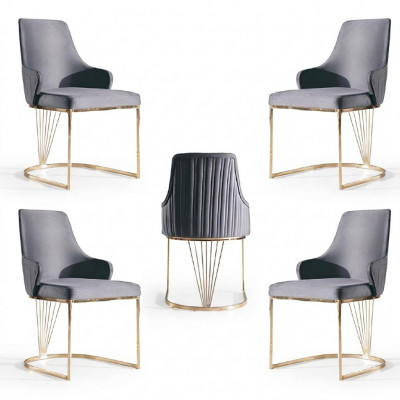 Groupe Set 4x Sëtz Stull Design Stoff Polster Still Gastro Iesszëmmer