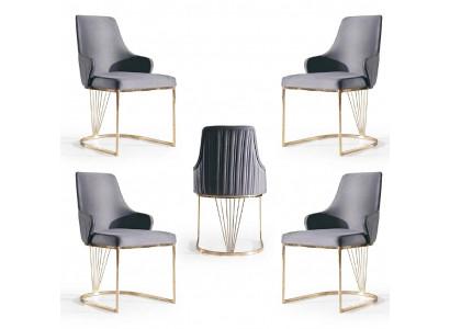 Groupe Set 4x Sëtz Stull Design Stoff Polster Still Gastro Iesszëmmer