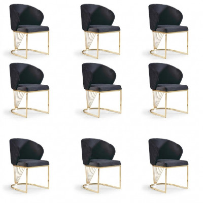 Set vu 8 Still Grupp Lehnstull Polster Still Iesszëmmer Stoff Miwwelen Fauteuil