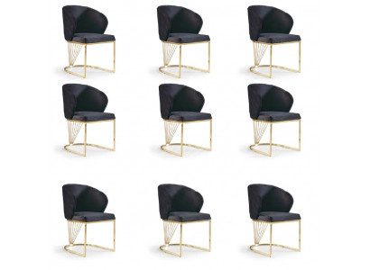 Set vu 8 Still Grupp Lehnstull Polster Still Iesszëmmer Stoff Miwwelen Fauteuil