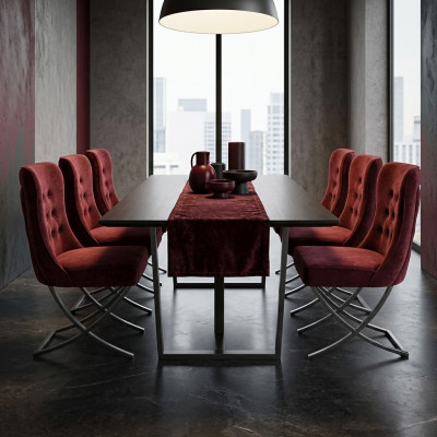 Iesszëmmer 6 Still Edelstol Design Miwwelen Polsterschoul italienesche Stil
