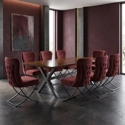 Design Still Set 8 Textilstill Gastro Stoff Iesszëmmer Polster Grupp