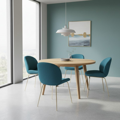 Gepolstert Iesszëmmer Still 4x Stull Grupp Garnitur Stoff Design