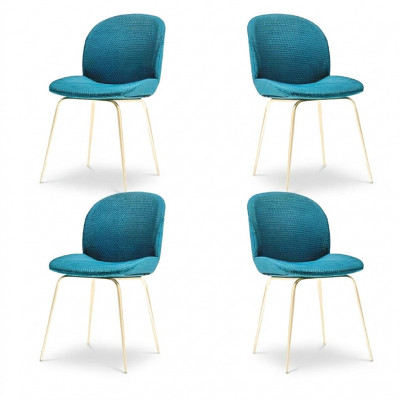 Gepolstert Iesszëmmer Still 4x Stull Grupp Garnitur Stoff Design