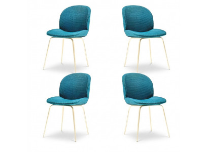 Gepolstert Iesszëmmer Still 4x Stull Grupp Garnitur Stoff Design