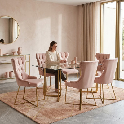 Lehnstull Restaurant Industrie 6x Design Still Sëtzpolster Set Chesterfield