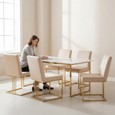 Design Still Set 4x Fotell Textil Still Stoff Iesszëmmer Nei Gepolstert