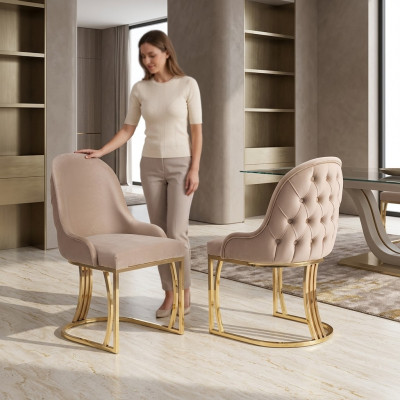 Iesszëmmer Still Holz Luxus Stull Beige Wunnzëmmer italienesche Stil
