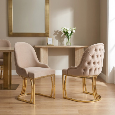 Iesszëmmer Still Holz Luxus Stull Beige Wunnzëmmer italienesche Stil