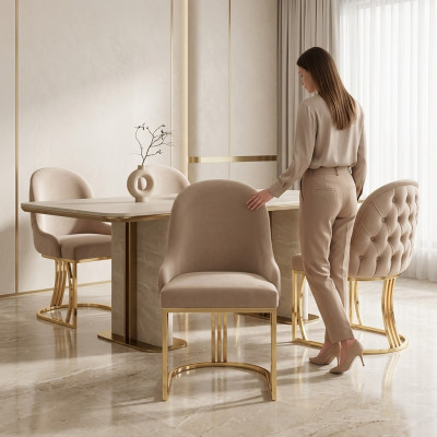 Iesszëmmer Textil Gastro Stull Design Set 4x Sesselen Stoff Polster Stillen