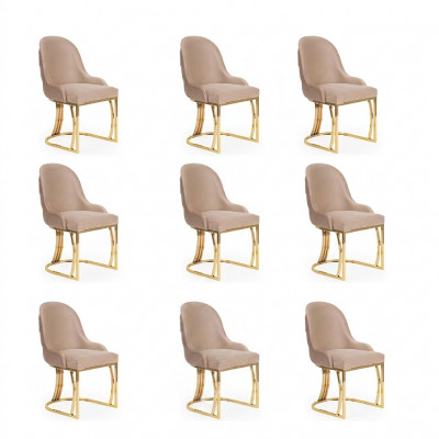Design Stull Set 8x Sesselen Edelstol Textil Polster Still Iesszëmmer
