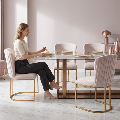 Iesszëmmerstull Designer Still Neit Set 6x Stoff Massivholz Stull