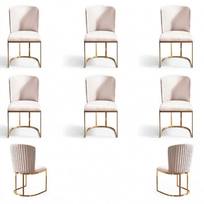 Iesszëmmerstull Designer Still Neit Set 6x Stoff Massivholz Stull