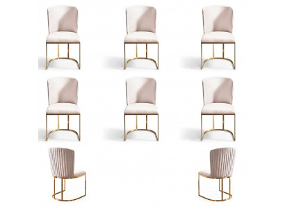 Iesszëmmerstull Designer Still Neit Set 6x Stoff Massivholz Stull