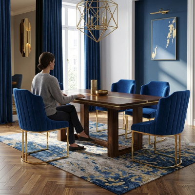 Iessstull Zëmmer Set Sëtzgrupp 4x Still Modern Polster Design Nei