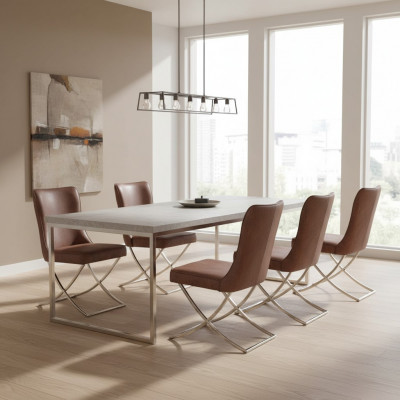 Stull 6 Iesszëmmer Club Fautteuil Holz Lounge Design Miwwel Polsterstull