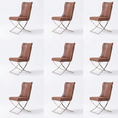 Stull 6 Iesszëmmer Club Fautteuil Holz Lounge Design Miwwel Polsterstull