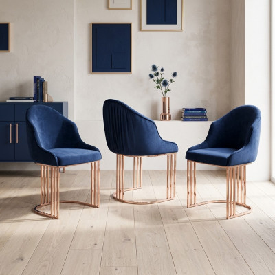 Designer Lehnstull Luxe Iesszëmmer 2x Still Mat Polsterstoff Textil