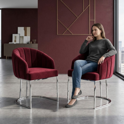 Designer Metall Stoff Polster Still Gastro Iesszëmmer Modern 2x Fotel.