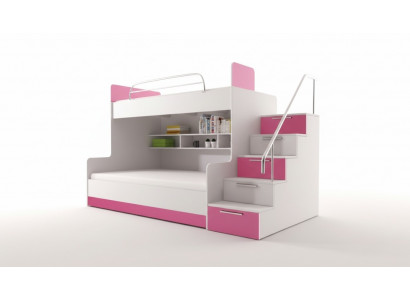 Stockbett Kannerzëmmer Better Héichbett Dubbelstockbett Héichglanz Miwwelen Rosa