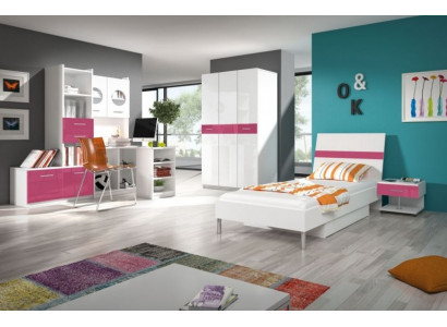 Kannerzëmmer Rosa Meedchen Schaf Bett Dësch Holz 5 Deeler Schlofzëmmer