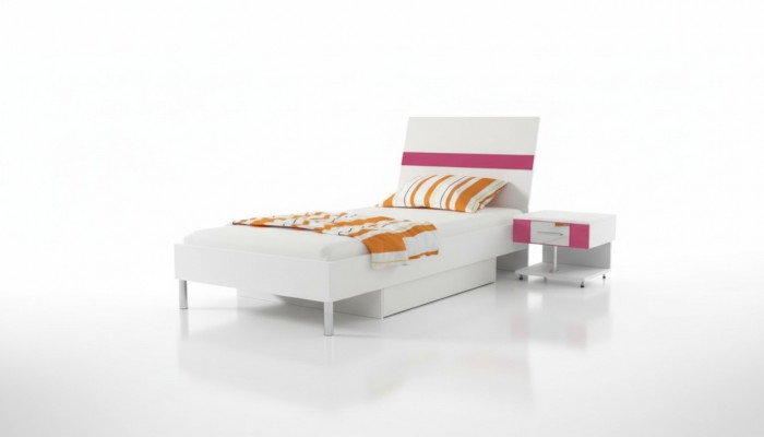Bett + Nuetsdësch Schlofkummer Jugendzëmmer Kannerzëmmer Set Miwwelen Rosa 2-Deeler.