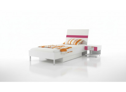 Bett + Nuetsdësch Schlofkummer Jugendzëmmer Kannerzëmmer Set Miwwelen Rosa 2-Deeler.