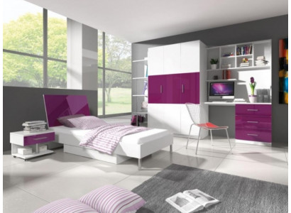 Bett + Nuetsdësch Kannerzëmmer Miwwelen Bett Kannerbett Nuetsdësch 2tlg. Lila Nei