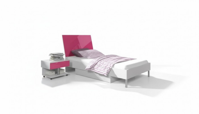 Bett + Nuetsdësch Kandenzëmmer Schlofzëmmer Miwwelen Better 2-Set Rosa