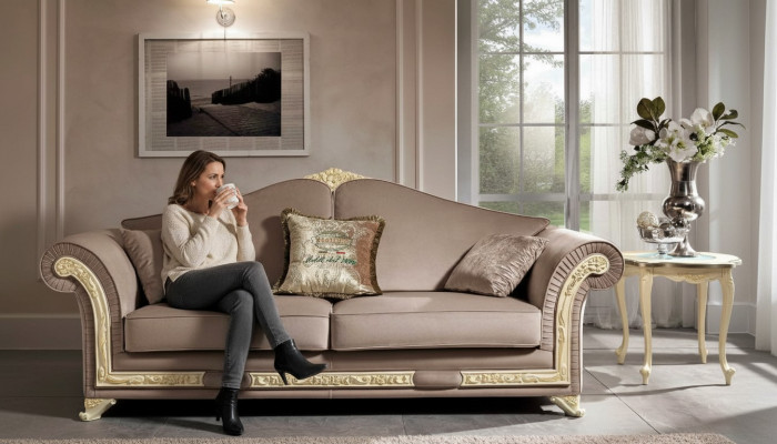 Sofa 3 Sëtz Luxus Miwwelen Wunnzëmmer Dräi-Sëtzer Klassesch Design Italienesch