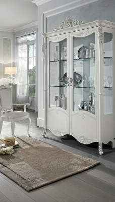 Vitrine Wäiss Glasschaf Design Klassesch Schaf Luxus Holz Miwwelen Vitrinnen Nei